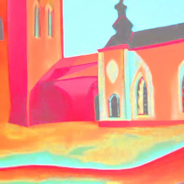 Παλιά Εκκλησία Εικονογράφηση Απόσπασμα Ζωγραφικής — Φωτογραφία Αρχείου