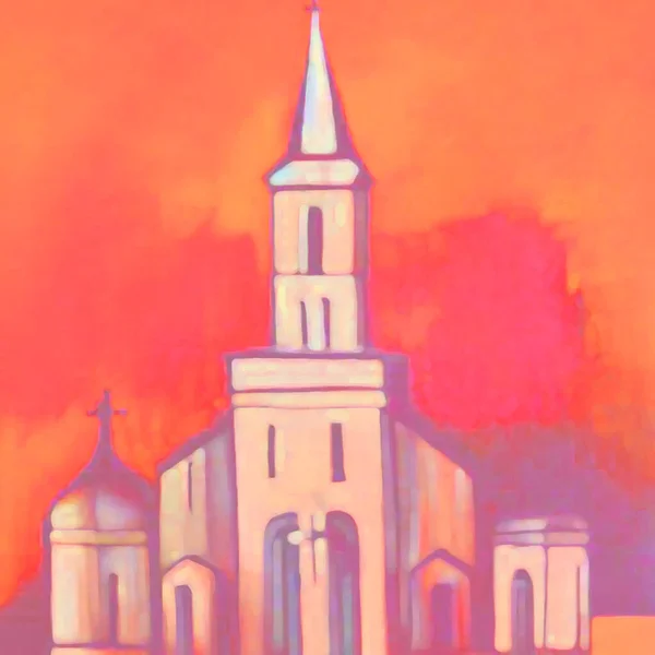 Alte Kirche Fragment Gemälde Illustration — Stockfoto