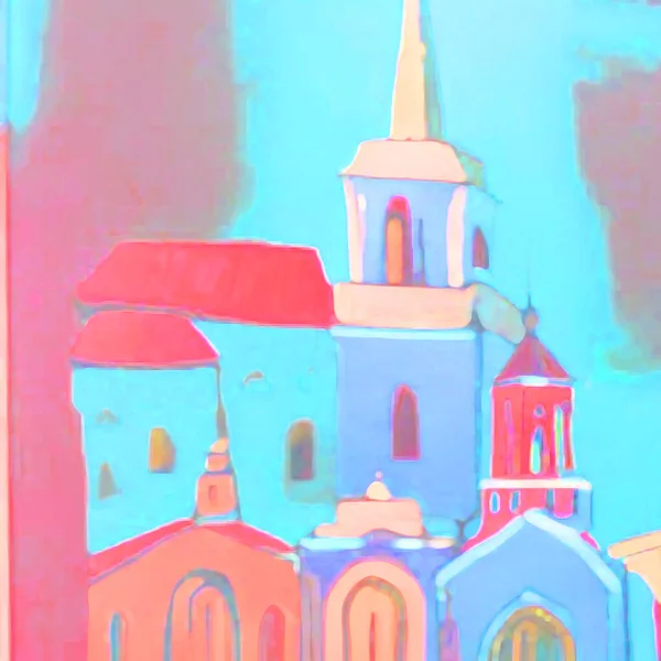 旧教堂碎片绘画插图 — 图库照片