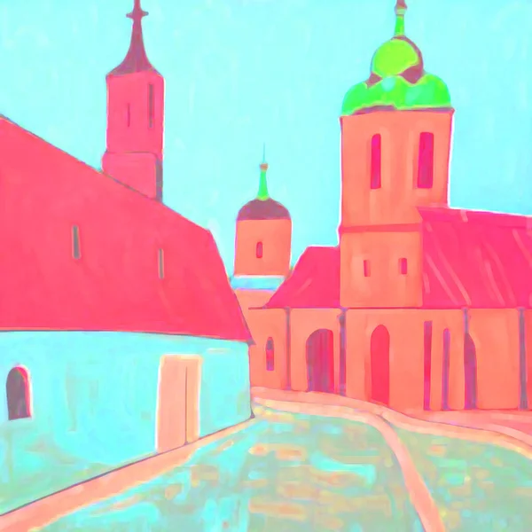 Vecchia Chiesa Frammento Pittura Illustrazione — Foto Stock