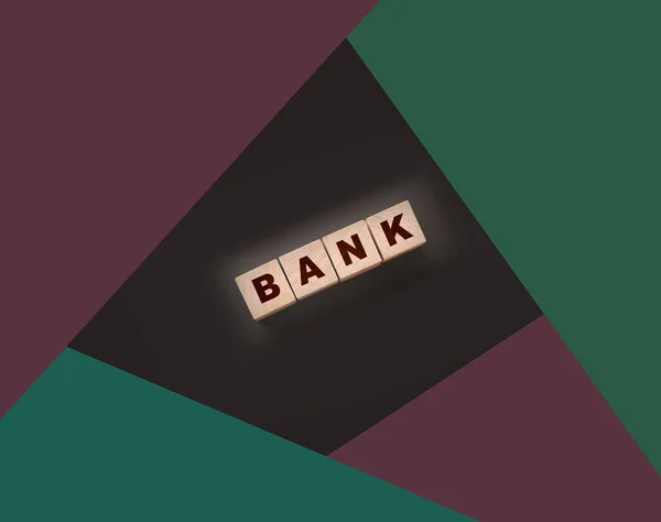 Έννοια Τράπεζα Λέξη Γραμμένο Ξύλινους Κύβους Μαύρο Τραπέζι Έννοια Των — Φωτογραφία Αρχείου