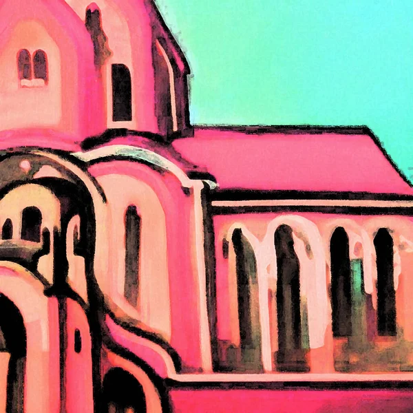 Chiesa Astratto Colorato Sfondo Vista — Foto Stock
