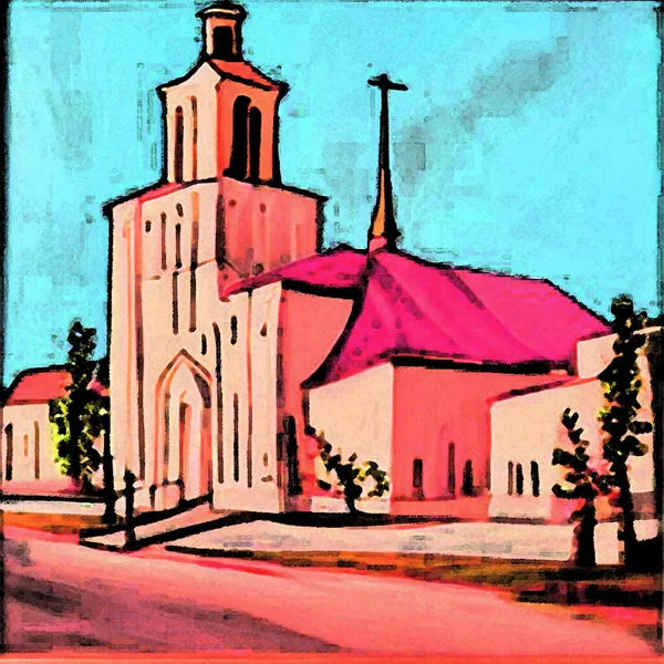 Kostel Abstraktní Barevné Pozadí Pohled — Stock fotografie