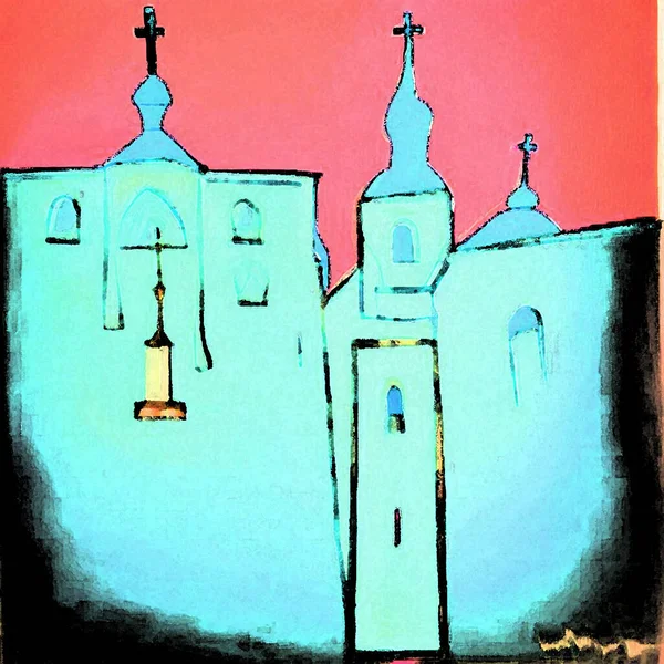 Igreja Abstrato Colorido Fundo Vista — Fotografia de Stock