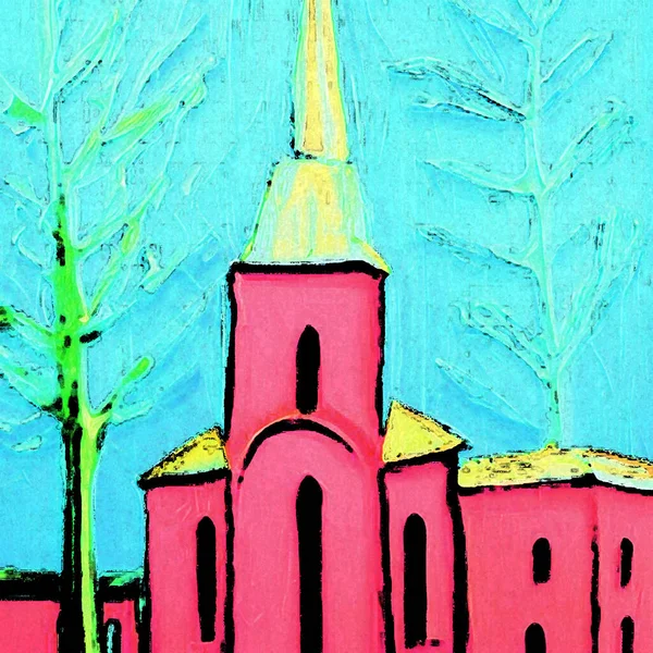 Kościół Abstrakcyjny Kolorowy Widok Tła — Zdjęcie stockowe