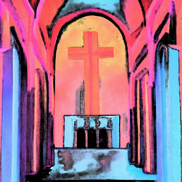 Chiesa Astratto Colorato Sfondo Vista — Foto Stock