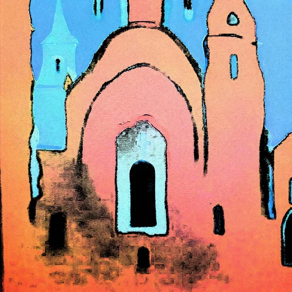 Iglesia Abstracta Colorido Fondo Vista — Foto de Stock