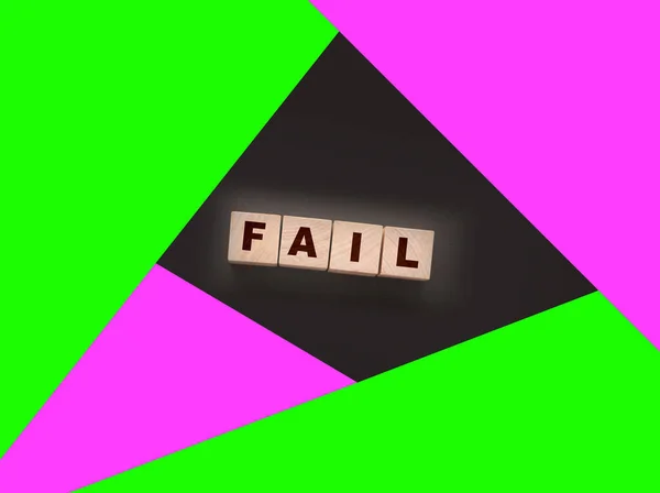Fail Word Text Written Wooden Cube Blocks Black Background 商业危机概念 — 图库照片