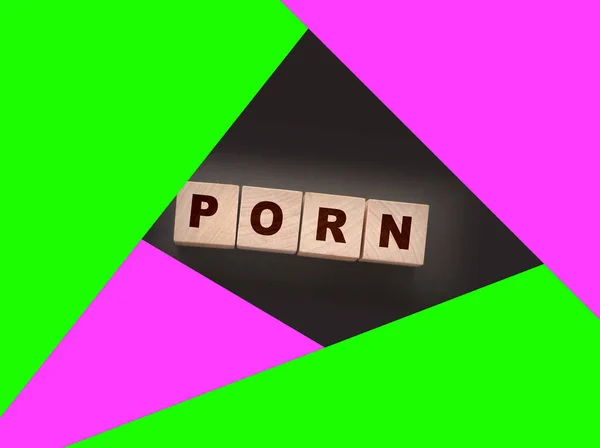 Słowo Porn Drewnianych Blokach Zabawek — Zdjęcie stockowe