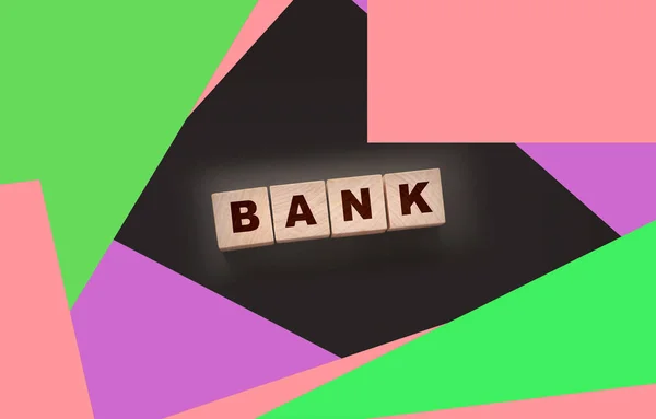 Koncepcja Słowa Bankowego Napisana Drewnianych Kostkach Czarnym Stole Koncepcja Oszczędności — Zdjęcie stockowe