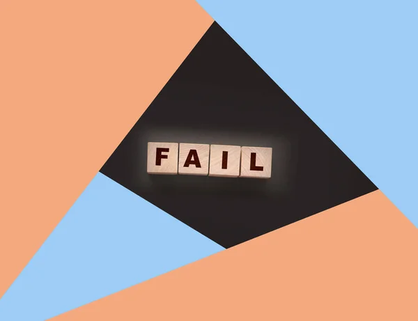 Fail Word Κείμενο Γραμμένο Ξύλινα Κύβος Μπλοκ Μαύρο Φόντο Επιχειρηματική — Φωτογραφία Αρχείου