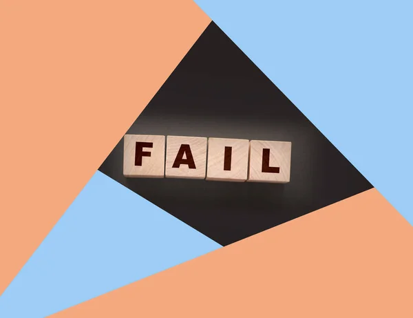 Fail Word Text Écrit Blocs Cube Bois Sur Fond Noir — Photo