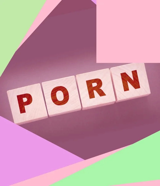 木のおもちゃのブロック上の単語Porn — ストック写真