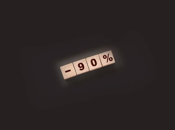 Процентов Деревянных Блоках Черном Фоне Продажа Бизнес Концепции — стоковое фото