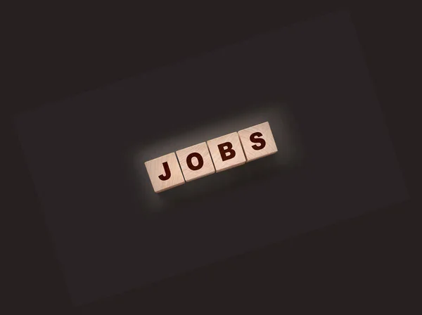 Texte Job Sur Cubes Bois Sur Fond Noir Freelance Concept — Photo