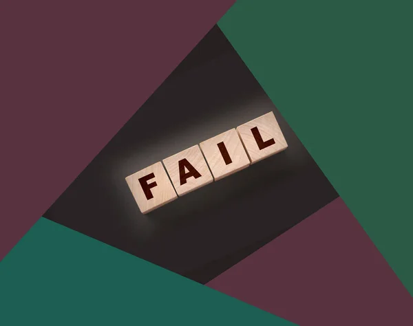 Fail Word Text Written Wooden Cube Bloky Černém Pozadí Koncept — Stock fotografie