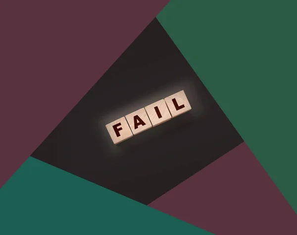 Fail Word Text Written Wooden Cube Bloky Černém Pozadí Koncept — Stock fotografie