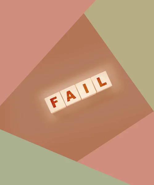 Fail Word Text Written Wooden Cube Blöcke Auf Schwarzem Hintergrund — Stockfoto