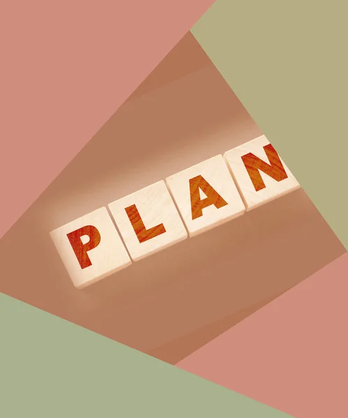 Houten Kubusblokken Met Een Woordplan Begrip Bedrijfsplanning — Stockfoto
