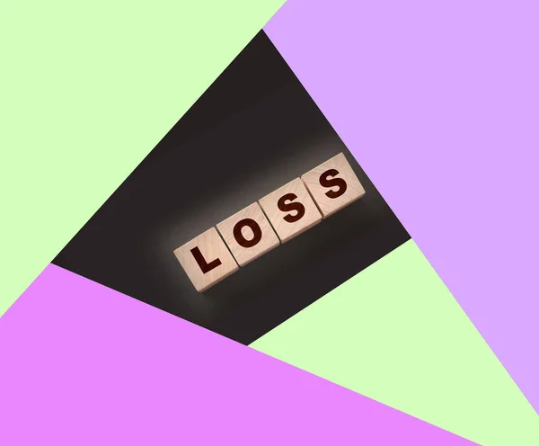 Деревянные Кубики Словом Loss Черном Столе Концепция Финансовых Потерь — стоковое фото