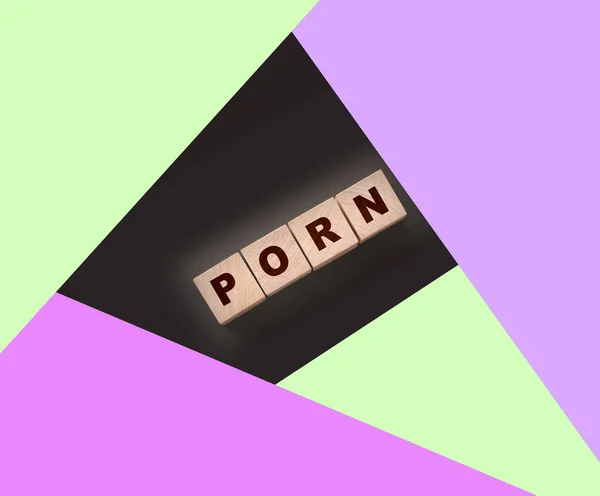 Das Wort Porn Auf Holzspielzeugklötzen — Stockfoto