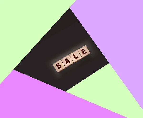 Das Wort Verkauf Auf Holzwürfeln Auf Schwarzem Hintergrund Geschäftskonzept — Stockfoto