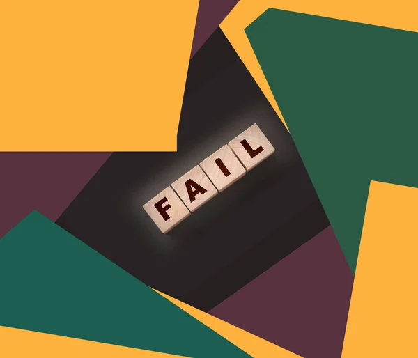 Fail Word Κείμενο Γραμμένο Ξύλινα Κύβος Μπλοκ Μαύρο Φόντο Επιχειρηματική — Φωτογραφία Αρχείου
