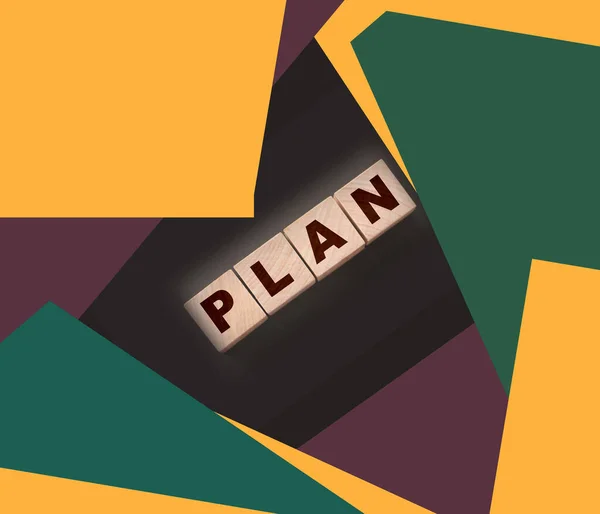 Dřevěný Kostkový Blok Slovním Plánem Koncept Obchodního Plánování — Stock fotografie