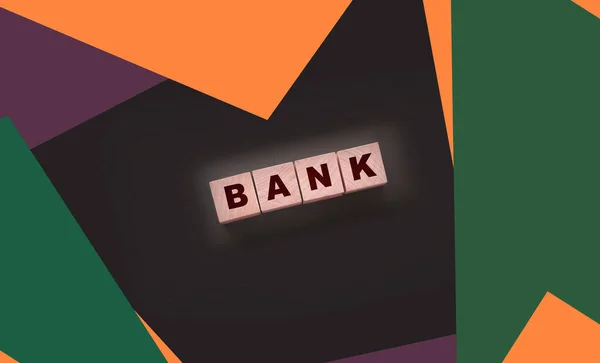 Koncept Bankovních Slov Napsaný Dřevěných Kostkách Černém Stole Koncepce Bankovních — Stock fotografie