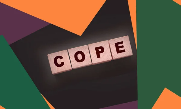 stock image Cope from wooden letters on black background. Social concept.