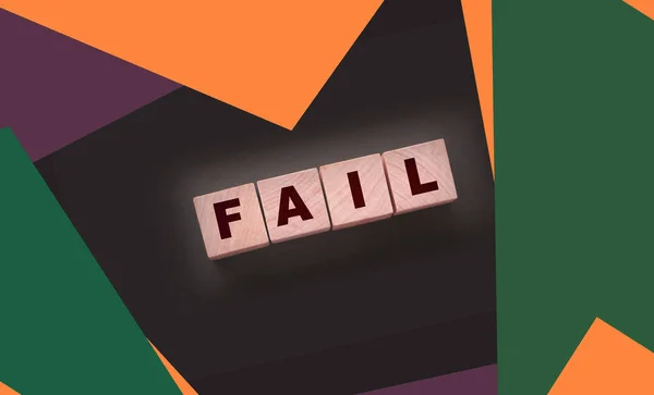 Fail Word Text Written Wooden Cube Blöcke Auf Schwarzem Hintergrund — Stockfoto