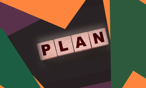 Wooden Cube Block Word Plan Business Planning Concept — Stock Photo, Image