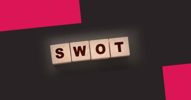 Tahta küplerin kısaltması SWOT. İş analizi kavramı.