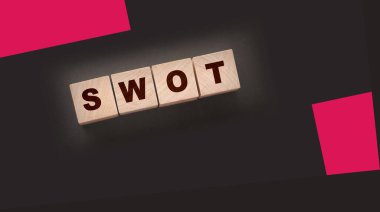 Tahta küplerin kısaltması SWOT. İş analizi kavramı.