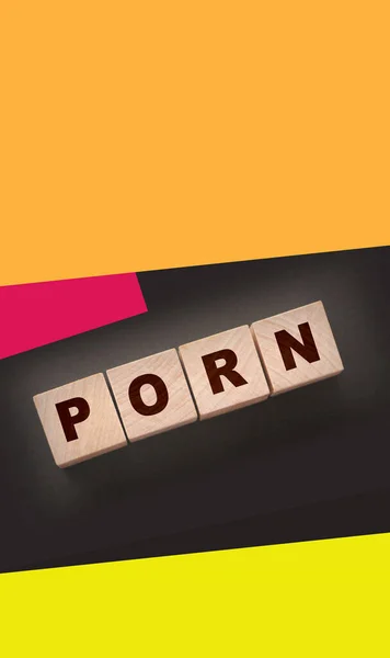 Mot Porn Sur Les Blocs Jouets Bois — Photo