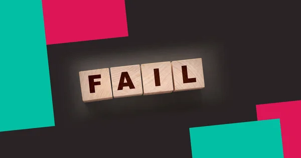 Fail Word Text Written Wooden Cube Blocks Black Background Business — Stock Photo, Image