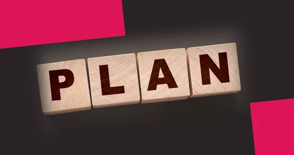Dřevěný Kostkový Blok Slovním Plánem Koncept Obchodního Plánování — Stock fotografie