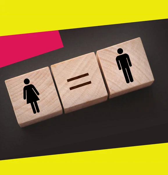 Έννοιες Της Ισότητας Των Φύλων Ξύλινοι Κύβοι Θηλυκό Και Αρσενικό — Φωτογραφία Αρχείου