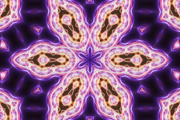 Magische Mystische Fantasie Fraktal Esoterisches Neonleuchtendes Geometrisches Mandala Kaleidoskopischer Hintergrund — Stockfoto