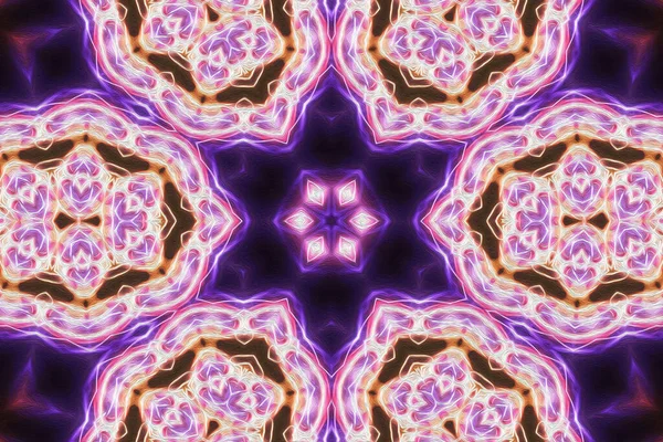 Fractal Mágico Fantasía Mística Mandala Geométrica Brillante Neón Esotérico Fondo — Foto de Stock