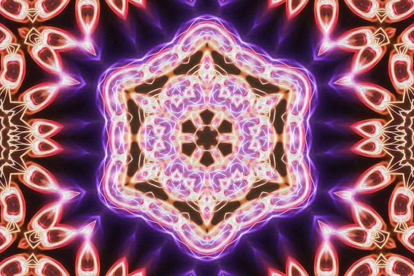 Sihirli Mistik Fraktal Fantezi Ezoterik Neon Parlayan Geometrik Mandala Kaleydoskopik — Stok fotoğraf