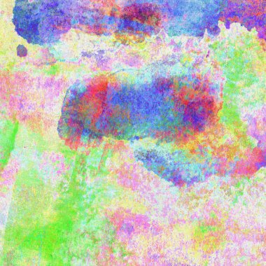 Suluboya tasarımı mavi, yeşil, sarı pembe renklerle boyanmış..