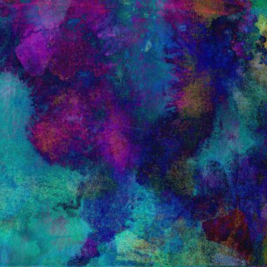 Karışık pembe, yeşil ve mavi renklerde suluboya boya ile yapılmış parlak soyut arkaplan.