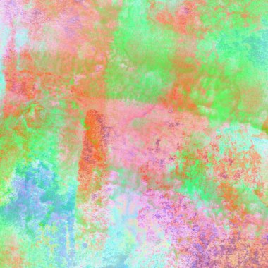 Maviyle, yeşille, kırmızıyla ve pembeyle yapılan sanatsal suluboya tasarımı