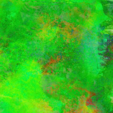 Çeşitli yeşil tonlarda ve mavi ipuçları içeren soyut suluboya tasarımı