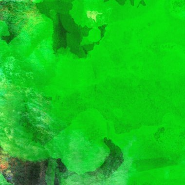 Sarı, mavi ve kırmızı tonlarda soyut yeşil suluboya tasarımı