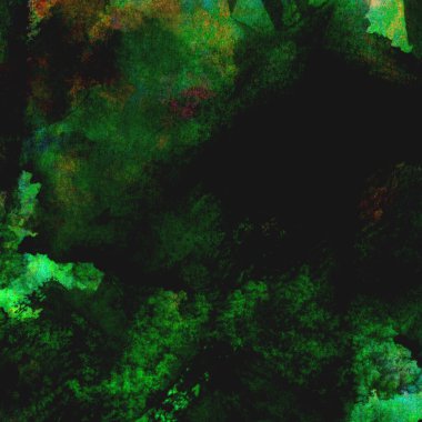 Sarı, mavi ve kırmızı tonlarda soyut yeşil suluboya tasarımı