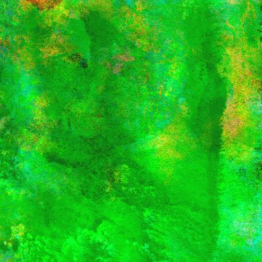 Sarı, mavi ve kırmızı tonlarda yeşil soyut suluboya deseni