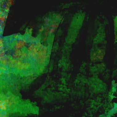 Sarı, mavi ve kırmızı tonlarda soyut yeşil suluboya tasarımı