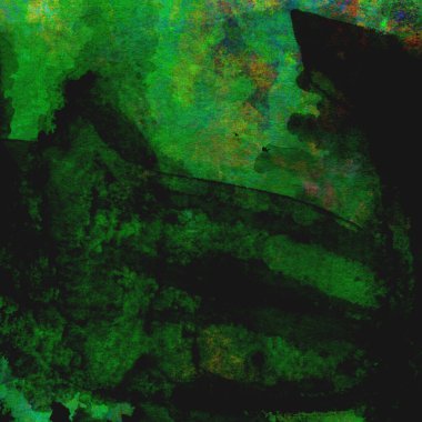 Sarı, mavi ve kırmızı tonlarda yeşil soyut suluboya deseni